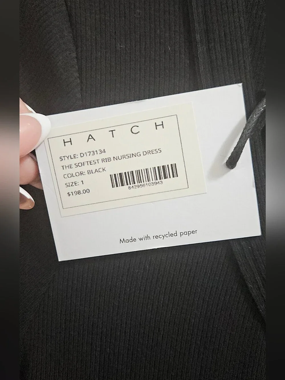 Hatch Black Ribbed Dress NWT